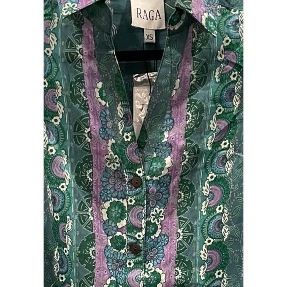 NWT / Raga / Manisha Blouse / Boho floral button down top - Picture 5 of 6